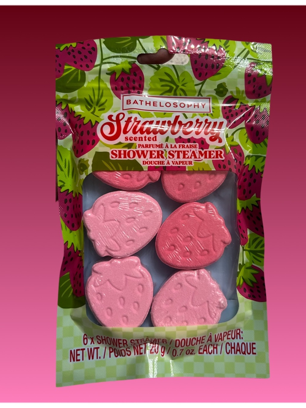 Strawberry Scented Pink Shower Steamers - 6 Pack